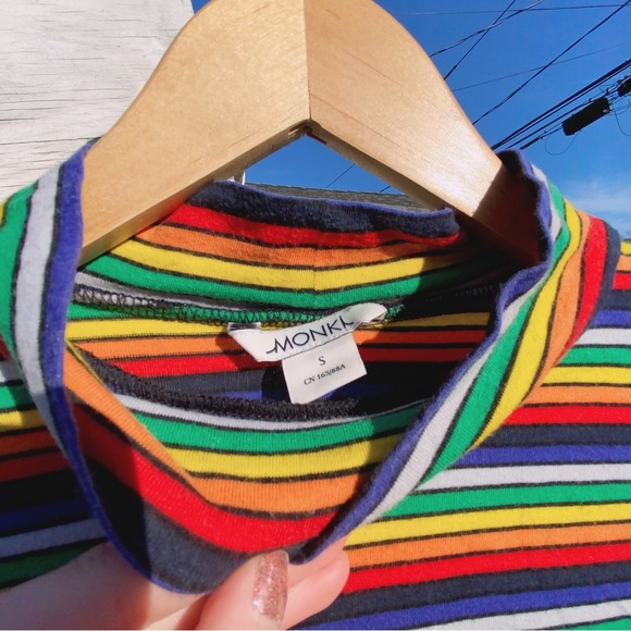 Monki Rainbow Striped Mock Neck top (BOGO!!) - Picture 5 of 5